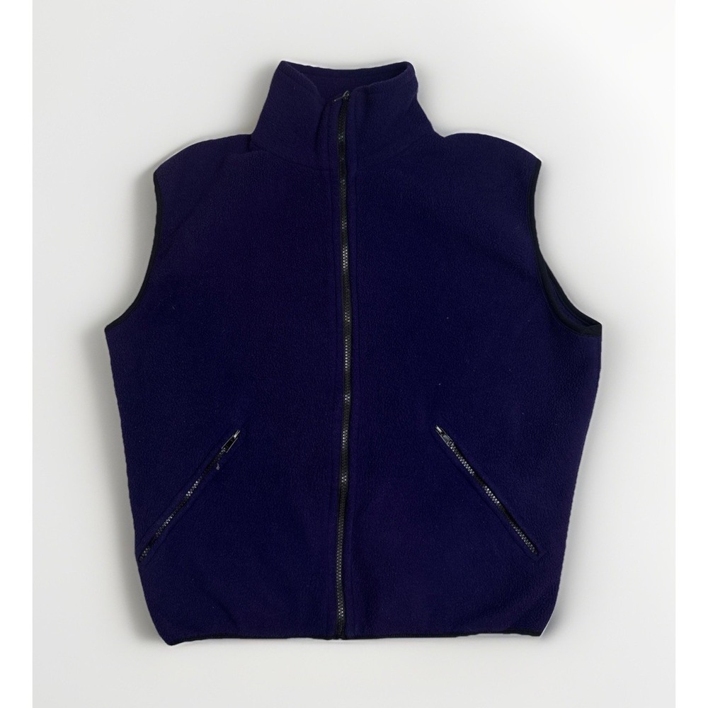 Vintage World Famous Sports Womens Purple Fleece Vest Full Zip Size XS